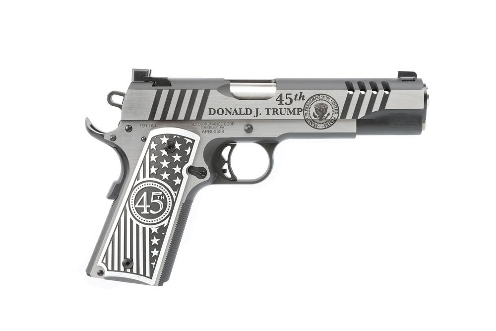 Handguns Auto Ordnance 1911 Trump One 45ACP TRUMP ONE 1911 45ACP SS 7+1  # • 7+1 | CUSTOM TRUMP ENGRAVING • Model: 1911 Trump One